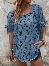 Load image into Gallery viewer, Tied Printed Boat Neck Blouse