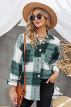 Load image into Gallery viewer, Plaid Button Up Dropped Shoulder Jacket