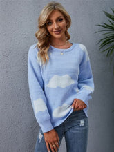 Load image into Gallery viewer, Color Block Round Neck Dropped Shoulder Sweater