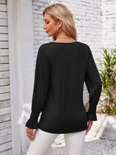 Load image into Gallery viewer, Smocked V-Neck Long Sleeve Blouse
