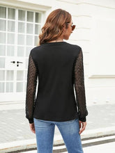Load image into Gallery viewer, Waffle-Knit Round Neck Long Sleeve Blouse