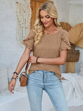 Load image into Gallery viewer, Frill Round Neck Petal Sleeve Blouse
