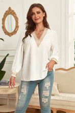 Load image into Gallery viewer, Melo Apparel Plus Size V-Neck Puff Sleeve Blouse