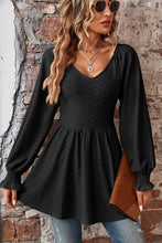 Load image into Gallery viewer, Peplum V-Neck Long Sleeve Blouse