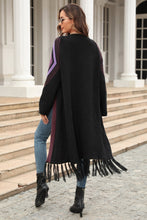 Load image into Gallery viewer, Geometric Fringe Hem Open Front Duster Cardigan