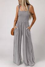 Load image into Gallery viewer, Smocked Square Neck Wide Leg Jumpsuit with Pockets