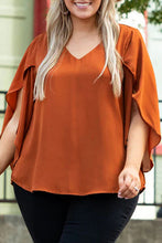 Load image into Gallery viewer, Plus Size V-Neck Petal Sleeve Blouse