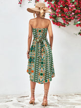 Load image into Gallery viewer, Printed Strapless Tie Belt Dress