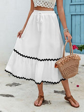 Load image into Gallery viewer, Tied Contrast Trim High Waist Skirt