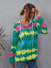 Load image into Gallery viewer, Contrast Quarter Zip Dropped Shoulder Hoodie