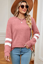 Load image into Gallery viewer, Striped Heathered Round Neck T-Shirt