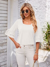 Load image into Gallery viewer, Ruffled Suqare Neck Half Sleeve Blouse