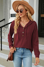 Load image into Gallery viewer, Drawstring Half Button Long Sleeve Hoodie