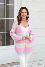 Load image into Gallery viewer, Color Block Ribbed Dropped Shoulder Open Front Cardigan