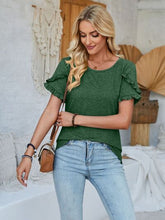 Load image into Gallery viewer, Frill Round Neck Petal Sleeve Blouse