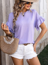 Load image into Gallery viewer, Ruffled Round Neck Short Sleeve Blouse