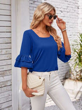 Load image into Gallery viewer, Ruffled Suqare Neck Half Sleeve Blouse