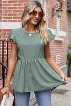 Load image into Gallery viewer, Tied Ruffled Round Neck Peplum T-Shirt