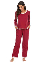 Load image into Gallery viewer, V-Neck Top and Pants Lounge Set
