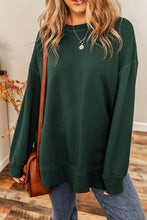 Load image into Gallery viewer, Round Neck Drop Shoulder Slit Sweatshirt