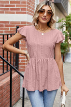 Load image into Gallery viewer, Tied Ruffled Round Neck Peplum T-Shirt