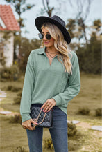 Load image into Gallery viewer, Collared Neck Cable-Knit Long Sleeve Blouse
