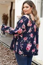 Load image into Gallery viewer, Plus Size Floral Flounce Sleeve Blouse