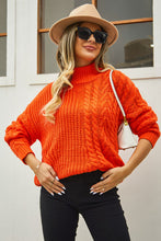 Load image into Gallery viewer, Cable-Knit Turtle Neck Long Sleeve Sweater