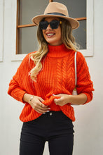 Load image into Gallery viewer, Cable-Knit Turtle Neck Long Sleeve Sweater