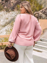 Load image into Gallery viewer, Plus Size Tie Neck Puff Sleeve Blouse