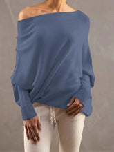 Load image into Gallery viewer, Full Size Boat Neck Batwing Sleeve Knit Top