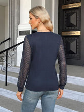 Load image into Gallery viewer, Waffle-Knit Round Neck Long Sleeve Blouse