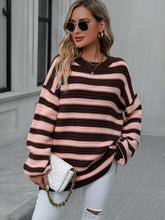 Load image into Gallery viewer, Striped Dropped Shoulder Sweater