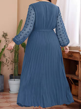 Load image into Gallery viewer, Plus Size Swiss Dot Tie Waist Maxi Dress