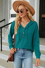 Load image into Gallery viewer, Drawstring Half Button Long Sleeve Hoodie