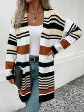 Load image into Gallery viewer, Striped Open Front Drop Shoulder Cardigan