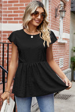 Load image into Gallery viewer, Tied Ruffled Round Neck Peplum T-Shirt