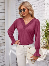 Load image into Gallery viewer, Smocked V-Neck Long Sleeve Blouse