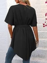 Load image into Gallery viewer, Tied Round Neck Half Sleeve Blouse