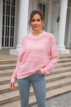Load image into Gallery viewer, Round Neck Openwork Long Sleeve Pullover Sweater