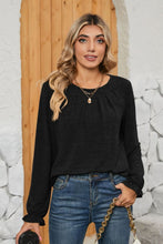 Load image into Gallery viewer, Ruched Round Neck Flounce Sleeve T-Shirt