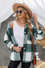 Load image into Gallery viewer, Plaid Button Up Dropped Shoulder Jacket