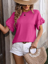 Load image into Gallery viewer, Ruffled Round Neck Short Sleeve Blouse