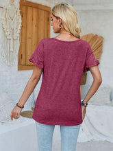 Load image into Gallery viewer, Frill Round Neck Petal Sleeve Blouse