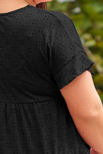 Load image into Gallery viewer, Plus Size Eyelet Round Neck Short Sleeve Blouse