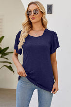 Load image into Gallery viewer, Smocked Round Neck Flutter Sleeve T-Shirt