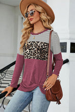 Load image into Gallery viewer, Leopard Striped Round Neck T-Shirt