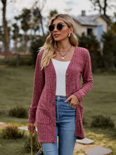 Load image into Gallery viewer, Ribbed Button-UP Caradigan with Pockets