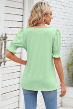 Load image into Gallery viewer, Smocked Square Neck Short Sleeve T-Shirt