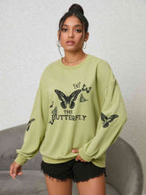 Load image into Gallery viewer, Butterfly Graphic Drop Shoulder Sweatshirt